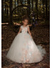 Lovely Ivory Glitter Tulle Butterfly Flower Girl Dress